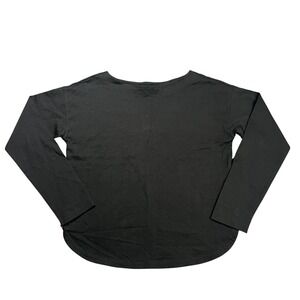 Lauren Ralph Lauren Women's Medium Black Cotton Boat Neck Long Sleeve Top Shirt